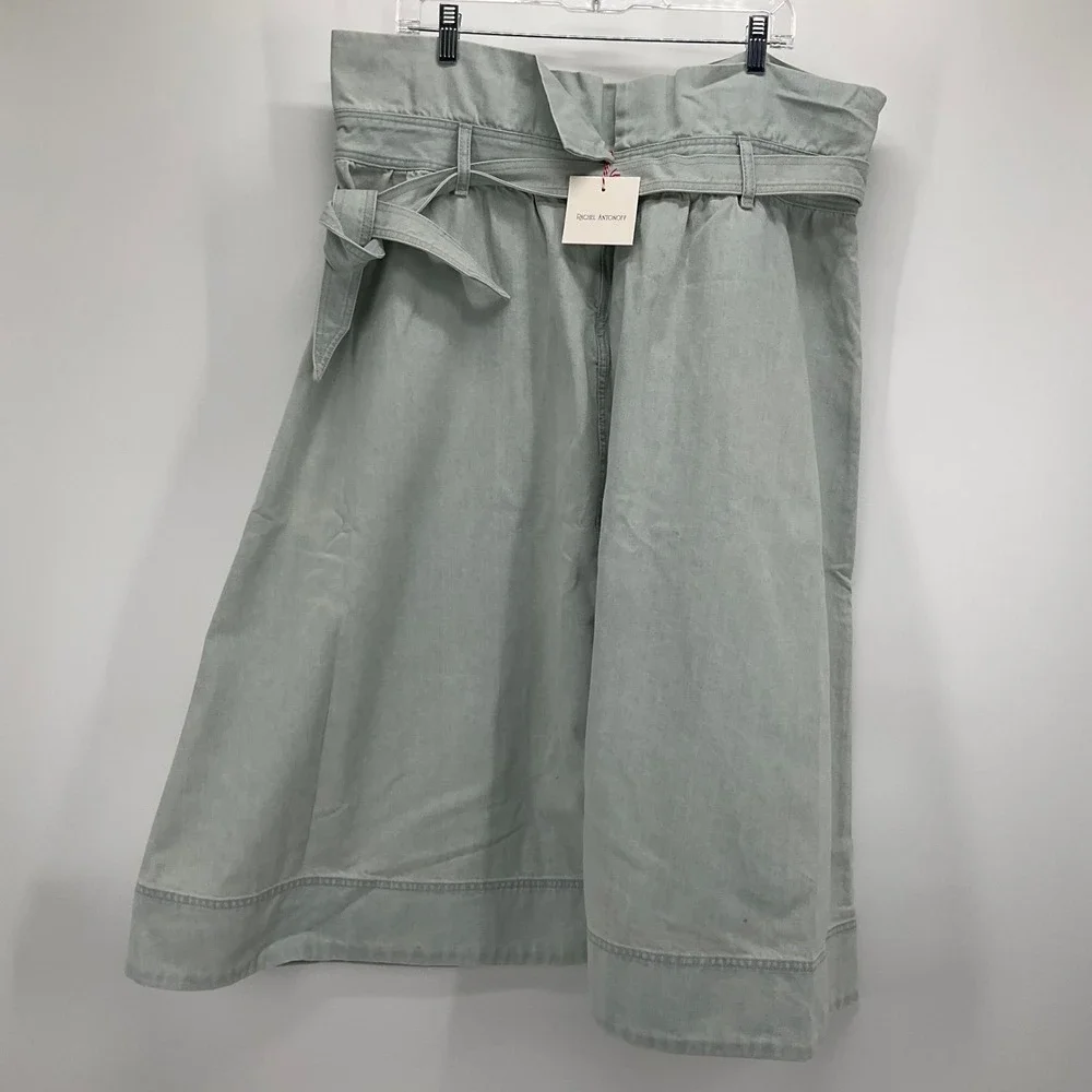 Rachel Antonoff Denim Maxi Skirt Sz 8 Foldover Tie Waist Y2K Pockets Cottagecore